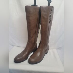 NEW Womens Life Stride Brown Knee-High Riding Boots Leather Boots Sz 9W